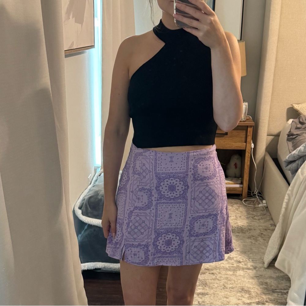 Lavender Purple Patterned Women's Casual Skirt - Picture 3 of 9